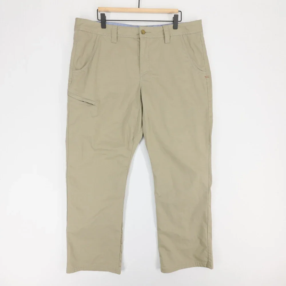 Toad&Co Departure Pants Mens 38x32 Khaki Chino Stretch Travel Outdoor Utility
